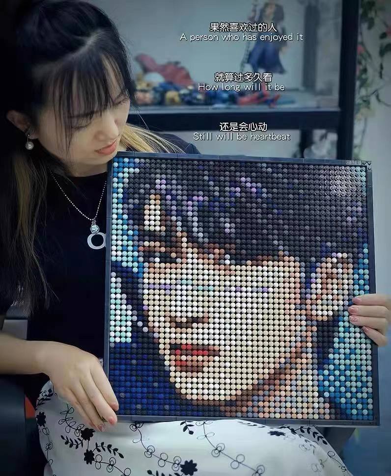 Customer holding finished portrait