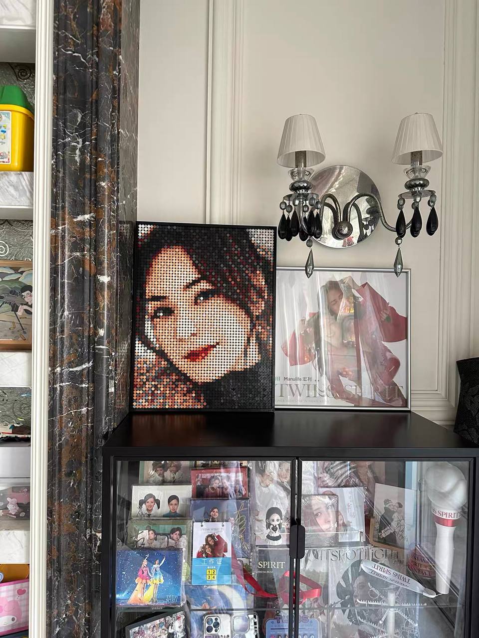 Portrait displayed on elegant shelf